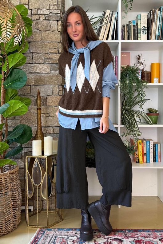Zeta Otto Argyle Tank Chocolate